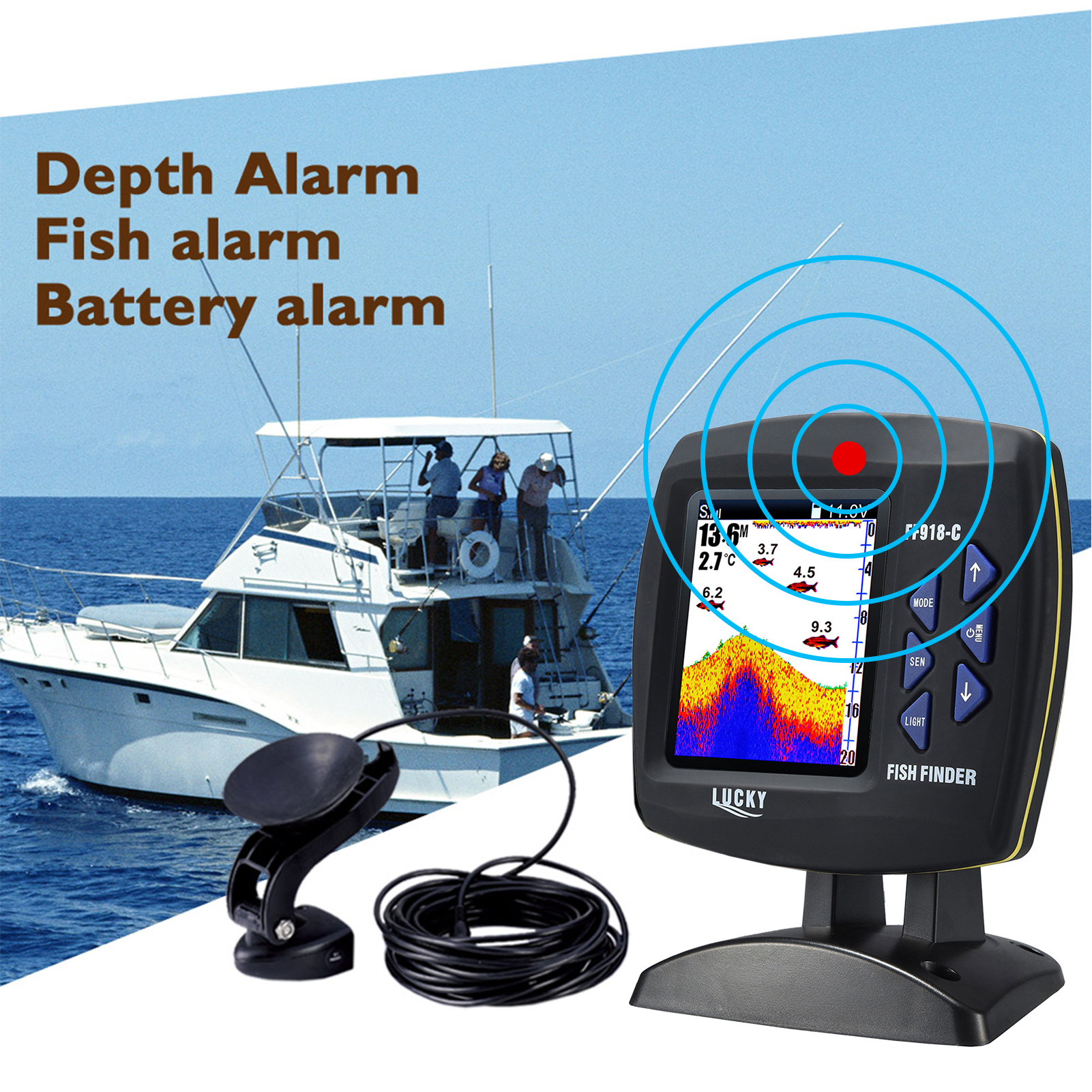 Fish Finder Wired Transducer S - Fish Finder Transducer ulasan dan harga