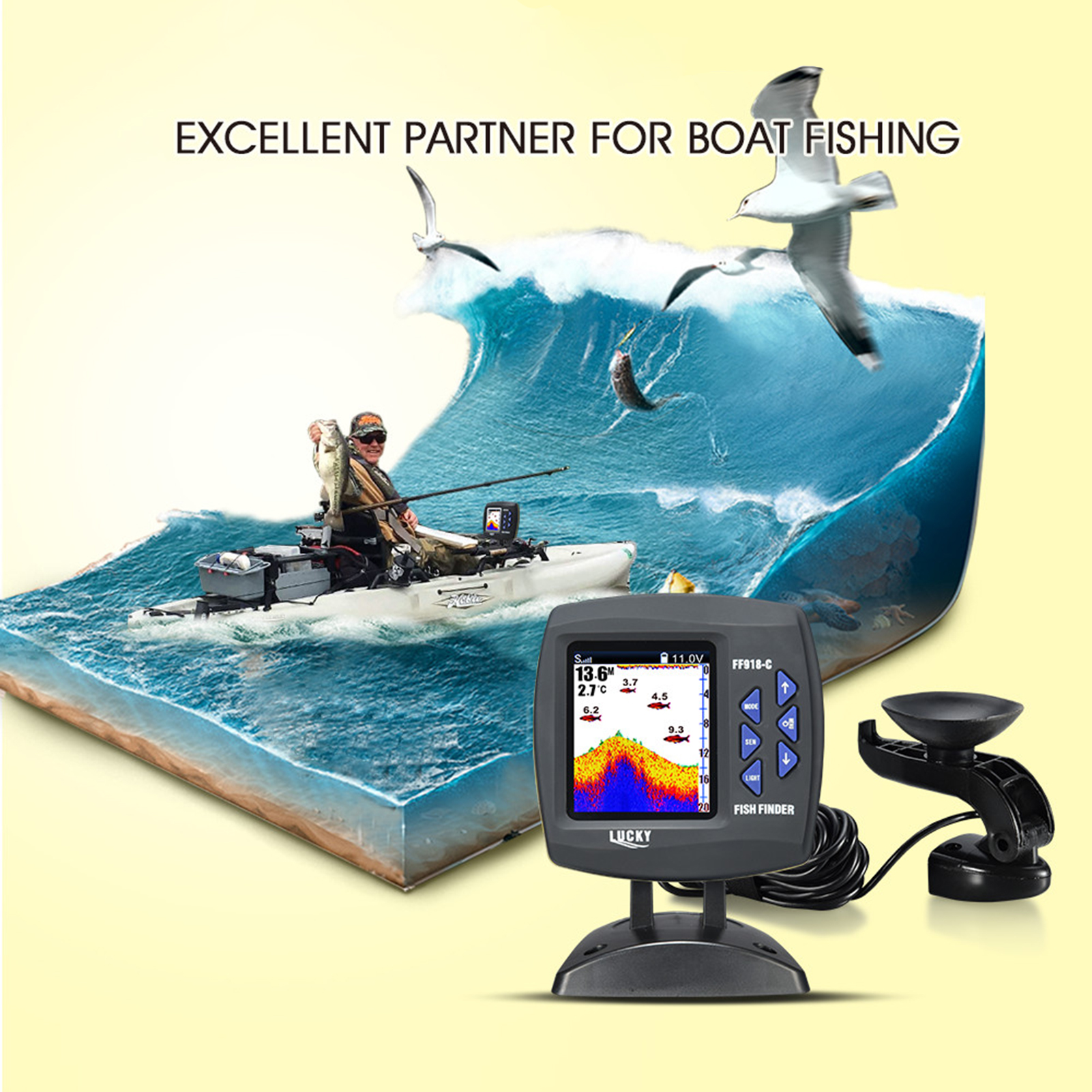 Fish Finder Wired Transducer S - Fish Finder Transducer ulasan dan harga